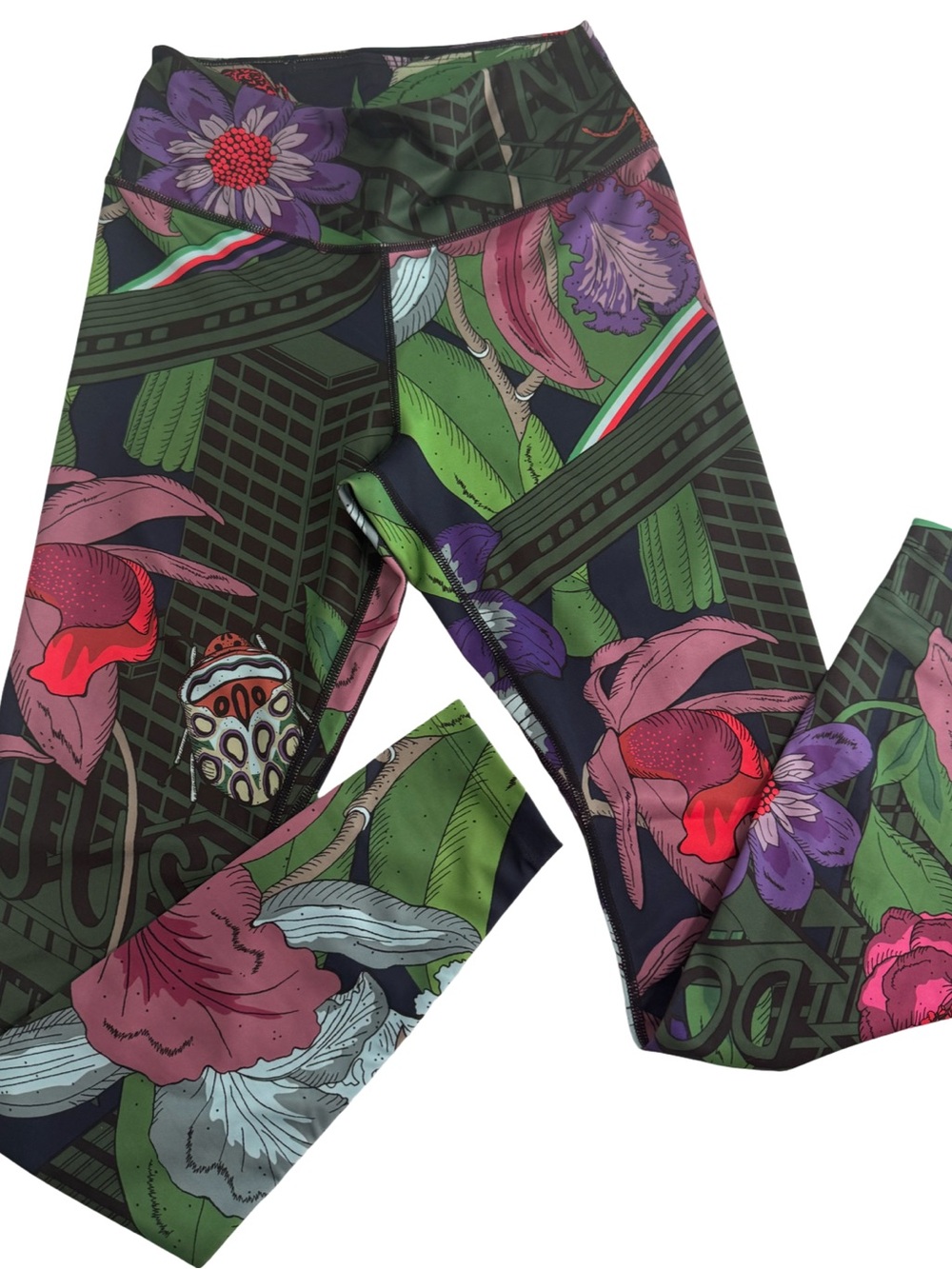 Nike Floral Print Leggings in Green, Purple, Pink